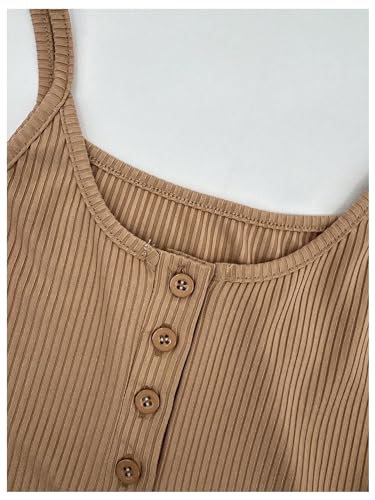SOLY HUX Women's Button Down Ribbed Cami Top 3 Piece Spaghetti Strap Sexy Crop Camisole Tops3