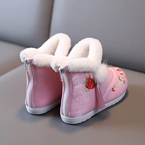 First Walking Boots Baby Children Shoes Girl Winter Cotton Boots Vintage Embroidered Cloth Boots Plush Inside Shoes4