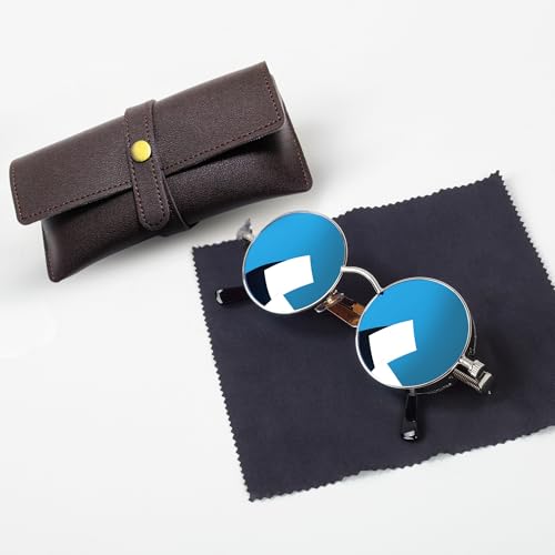 Image of Personalized Leather Goggle Cover | Custom Name | Unisex Faux Leather Eyewear Case with Button Closure | Travel-Friendly & Durable Sunglasses Holder for Men & Women
