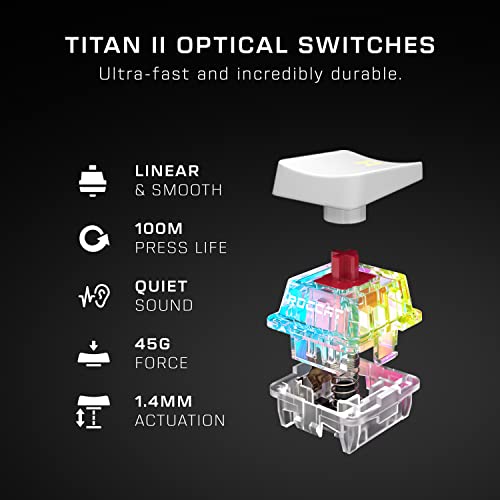 Vulcan II Mini tastiera da gioco ottica per PC con illuminazione RGB personalizzabile, cavo rimovibile, duplicatore di pulsanti, profili integrati, piastra in alluminio, durata 100 milioni - Tastiera gaming - Immagine 4
