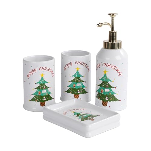 Santentre Weihnachten Badezimmer Set 4 Teile - Seifenspender,...