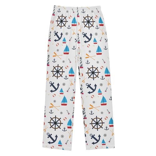 ZZXXB Sailboat Lighthouse Boys Long Pants Soft Trousers Elastic Waist Kids Lounge Bottoms with Pockets S-XL
