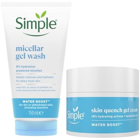 Simple Water Boost Micellar 100% Soap-Free Face Cleanser 150 ml & Simple Water Boost Skin Quench Gel Face Cream Cover