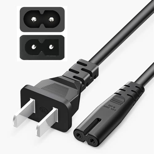 6FT 2 Prong AC 18AWG Power Cord Cable Replacement for iRobot Roomba Integrated Dock Charger Home Base 500, 600, 700, 800, 900 Series double hole 4452369