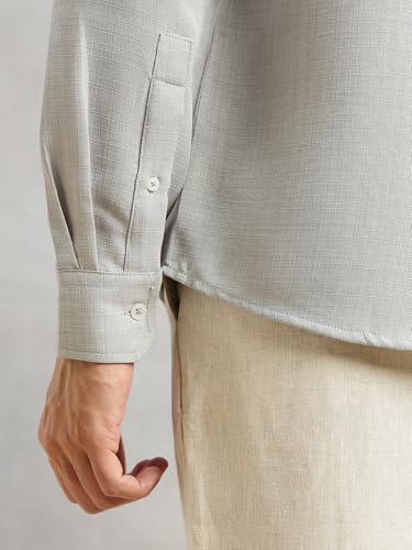 Image of Thomas Scott Men's | Solid | Textured Fabric | Full Sleeve | Slim Fit | Polyester-Blend | Spread Collar | Casual Shirt