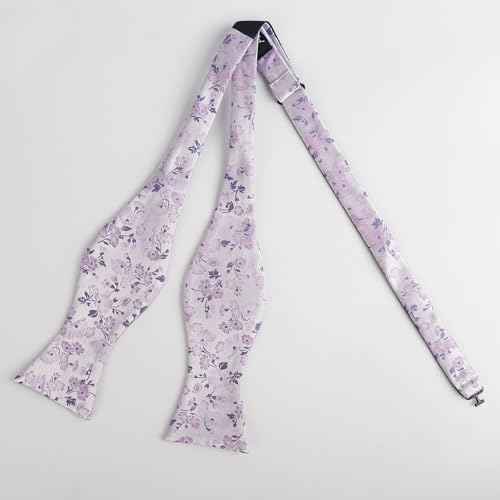 Image of Alizeal Mens 2pcs Floral Bow Tie Set | Self-tied Elegant Pocket Square Set for Wedding