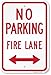 SmartSign Aluminum Sign, Legend "No Parking Fire Lane" with Arrow, 18" high x 12" wide, Red on White