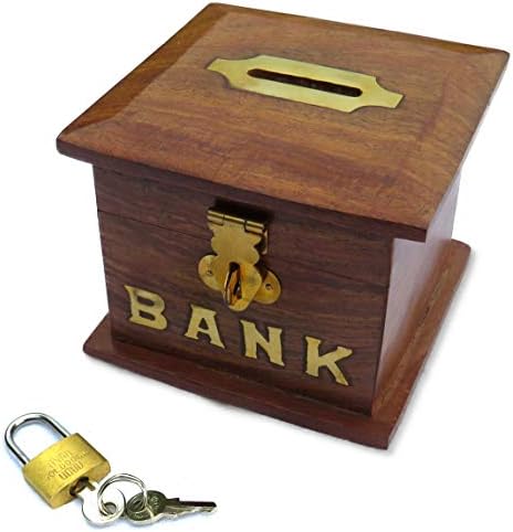 Purity Small Wooden Piggy Bank Money Box With Lock