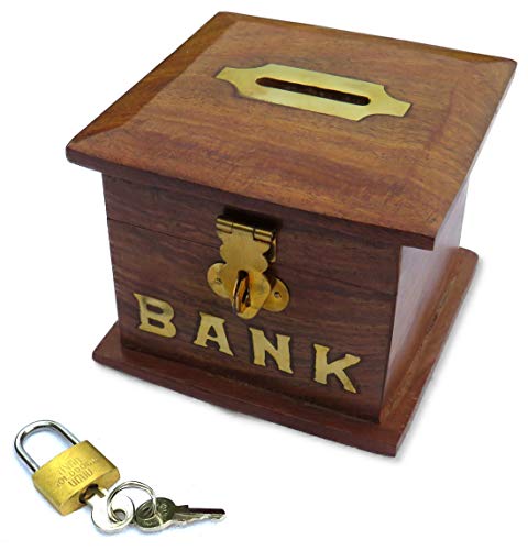 Purity Kleines Sparschwein aus Holz mit Schloss Cover