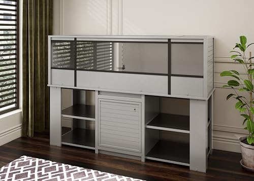 Image of New Age Pet ECOFLEX 72 inch Wide Large Reptile Habitat, Mojave Lounge for Snakes, Tortoises & Lizards in Maple, Black & Grey, Easy Assembly, Sliding Glass Doors & Mesh Top