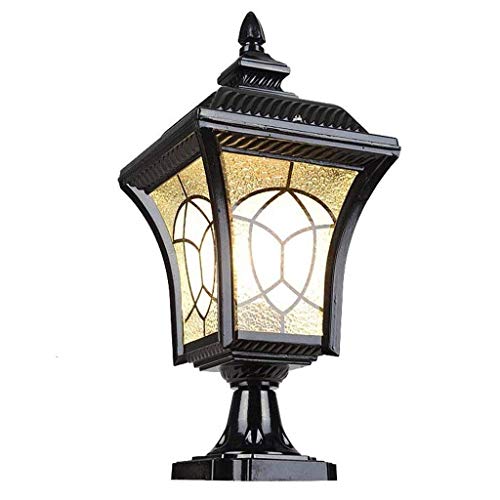 OZBME Lampadaire d'extérieur, lampadaire rétro étanche et résistant à la Pluie, Colonne en métal, Lanterne en Verre, Style européen Vintage, pour Rue, Villa, Jardin, terrasse, Piscine.