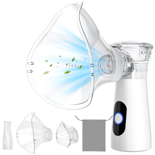 YOHOOLYO Nebulisateur Inhalateur Vapeur Portable Rechargeable pour Adultes et Enfants, Inhalateur Respiratoire Electrique avec 2 Masques et Embout Buccal, pour Usage Domestique et en Voyage
