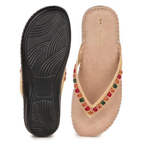 Image of TRASE Orthopedic Comfortable Footwear for Women | Stylish V Strap Chappal with Soft Cushioned Footbed | Perfect Slippers for Woman Daily Use