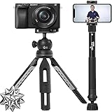 Altura Photo Phone Tripod Stand, Tripod for iPhone & Camera – 55” Monopod for Cameras, Vlogging Tripod, GoPro Tripod, Cell Phone Tripod, with 360 Ball Head and Carry Bag