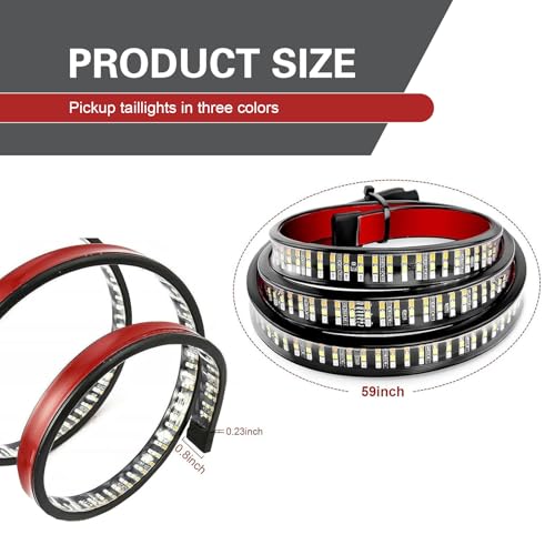 Image of Tailgate Light Bar, 60 inch Triple Row High Brightness Tailgate Light Strip, 12 V Waterproof Cool Streamer Decorative Lamps, for Most Cars Trailers RVs (Multicolored)