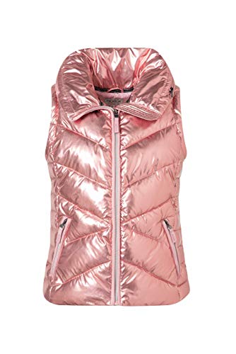 Preisvergleich Produktbild SOCCX Damen Steppweste mit Kapuze im Metallic-Design