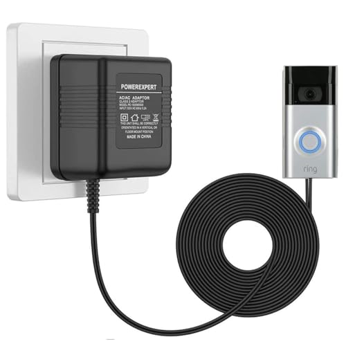 Ynzeyx Adaptateur Secteur pour Sonnette Vidéo, 24V 500MA Transformateur de Sonnette de porte Compatible avec Ring Door Bell Video doorbell 2 Pro (10m/394in black)