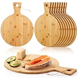 Kigley 10 tablas de cortar de bambú con mango de madera de bambú de 12 pulgadas,