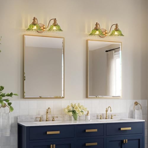 Image of XIEDUN Green 2 Light Vanity Light Bathroom Light Vintage Bathroom Light Fixtures