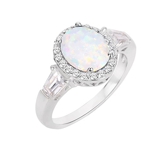 CloseoutWarehouse Oval Cubic Zirconia Halo Ring Sterling Silver (Comes in Colors)