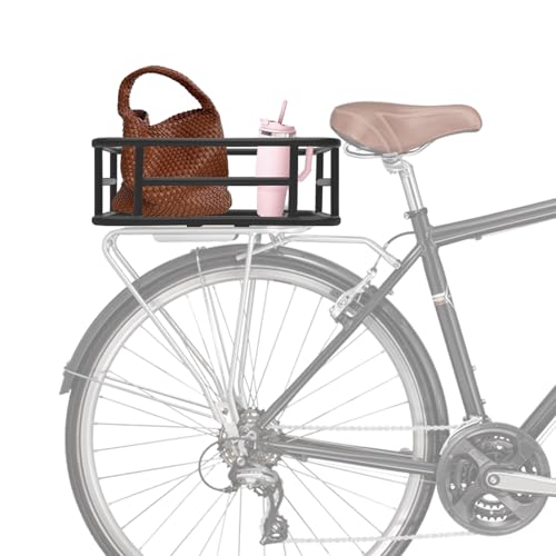 Donened - Fahrradkorb, Fahrrad Gepäckträger Korb, Hinten Fahrradkorb, für Meisten Fahrräder mit Gepäckträger, Schwarz (45.5x32.5x15cm)