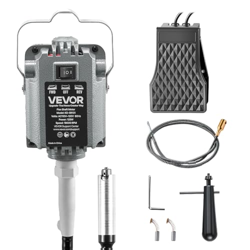 Image of VEVOR Flex Shaft Grinder, 125W 18000RPM Electric Flex Shaft Rotary Tool, Foot Pedal Control Hanging Carver Grinder with Forward-Reverse Rotation for Carving Buffing Engraving Polishing