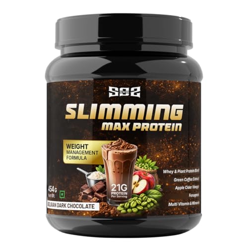 Image of SOS Nutrition Slimming Max Protein Powder | Weight Management for Men & Women | 21g Whey + Plant Protein Blend | Green Coffee & Apple Cider Vinegar | Multivitamins & Minerals | Lean Muscle & Metabolism Support (Dark Chocolate, 454g)