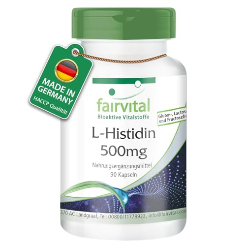 Fairvital | L-Histidin Kapseln 500mg - 90 Kapseln - HOCHDOSIERT - VEGAN - Aminosäure