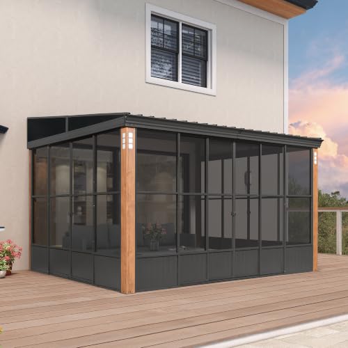 Image of PURPLE LEAF Wall Mounted Sunroom 10' x 12' Lean-to Enclosed Aluminum Frame