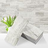 Vamos Tile 100-Piece Matt Beige Mixed Grey Slate Peel and Stick Backsplash Seamless Tile,3''x6'' PVC Subway Tile,Stick on Backsplash for Kitchen/Bathroom/Laundry Room