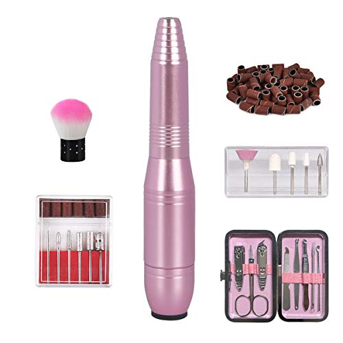 yinhua Portable Nail Drill Set Electric Nail Drill Set Electric Professional Nail Drill Set with 11Pcs Nail Drill Bits and 56 Sanding Bands and Brush Manicure Pack for Home Salon Purple