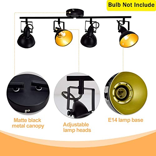image for Depuley Retro Rotatable 4 Way LED Ceiling Spotlight, Track Lighting wi