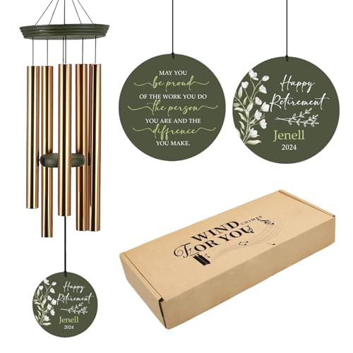 Image of Personalized Retirement Wind Chime for Women & Men, Going Away Farewell Gifts for Coworkers Teacher Boss Leader,Coworker Leaving Customized Wind Chime, Happy Retirement Gift for Dad Mom