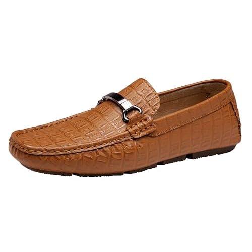 Jousen Men's Loafers Crocodile Printed Casual Loafers for Mens Slip On Shoes
