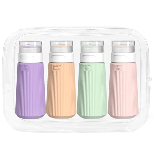 Travel Bottles for Toiletries 4-Pack 90ML, Leak Proof Refillable Travel Size Containers for Shampoo, Lotion, Soap & Cosmetics – for Airplane, Business Trip, Gym, Camping