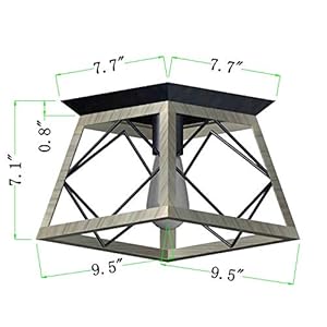 QS Rustic Farmhouse Ceiling Light Fixture Flush Mount Vintage Ceiling Lights for Hallway Entryway Kitchen Dining Room BedroomWrought Iron Oak White and ORB 1 Light E26