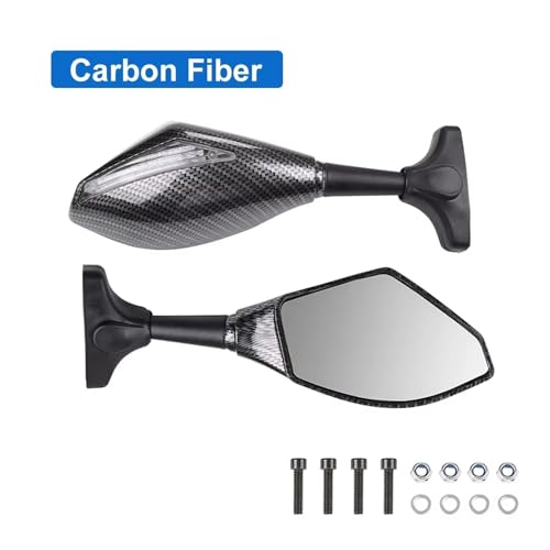 Espejos de moto aspecto carbono con luces intermitentes para Suzuki GSXR 600 750 6