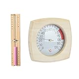 SKJJL Saunathermometer und Sanduhr, Sauna Thermometer Holz, Wandmontage Sanduhr Sauna 15 Minuten, Präzises Saunathermometer Holz, Sauna Zubehör für Alle Umgebungen
