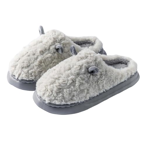 House Slippers for Women Warm Fleece Thick Sole Non Slip Bedroom Shoes Cozy House Shoes 3d Horns Winter Home Slippers