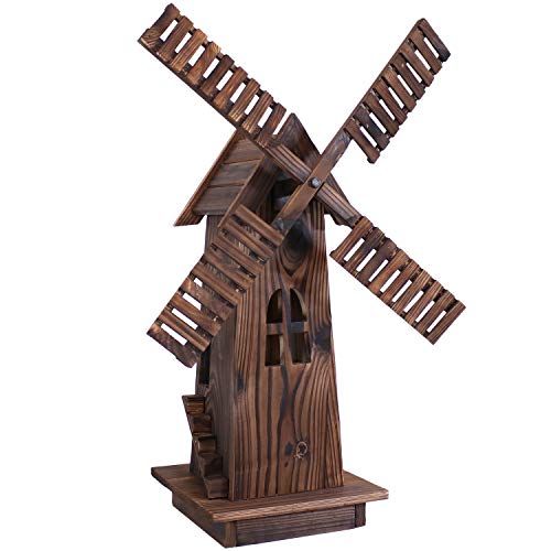 Sunnydaze Decorative Outdoor Wood Windmill - Dutch Inspired Outside Wooden Rustic Yard, Lawn And Garden Decor - Small Class Wind Mill Statue For Backyard And Patio - 34-Inch #TOP6