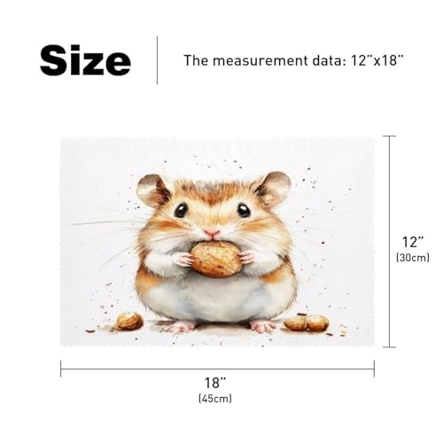Sets de table anti-rayures lot de 6 hamster aquarelle isolant table bois