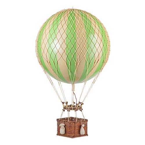 Authentic Models, Jules Verne Air Balloon, Hanging Home Decor - 27.6 Inch Height, Historic Hot Air Balloon Model for Home Decor, Detailed Vintage Decorations to Hang from Ceiling - True Green