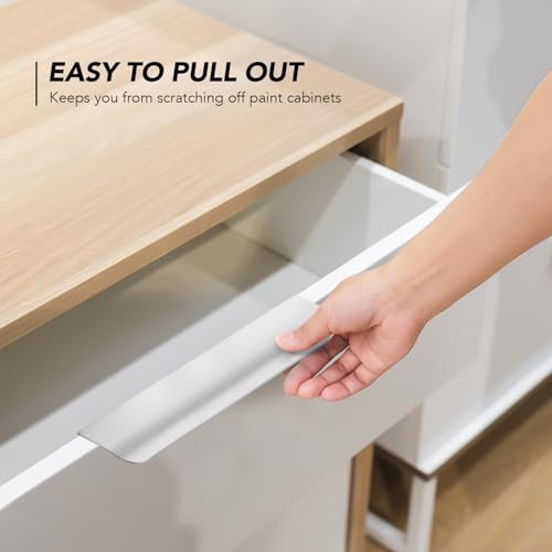 Image of Brushed Nickel Cabinet Handles Finger Edge Pulls 5.9 Inch CC 12 Pack | Low-Profile Finger Grip, Cabinet Door Edge Mount, Smooth Handle Shape, 5.9 Inch (150mm), For Drawers, Cupboards, Kitchen