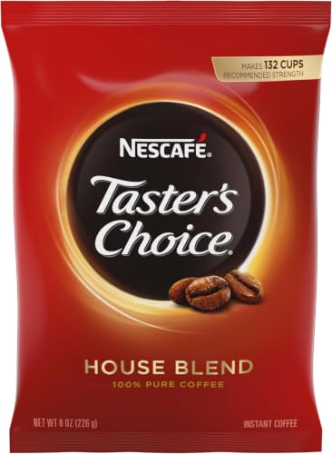 Nescafe Instant Coffee, Taster's Choice Light Roast House Blend, 8 oz Bulk Pouch, (Pack of 12)