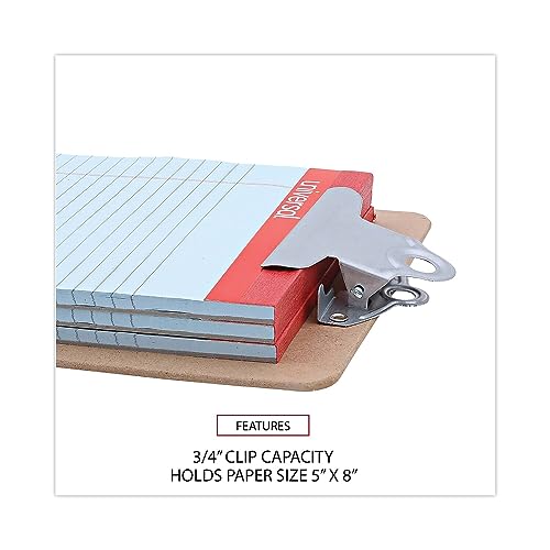 Universal Hardboard Clipboard, 0.75" Clip Capacity, Holds 5 X 8 Sheets, Brown #TOP3