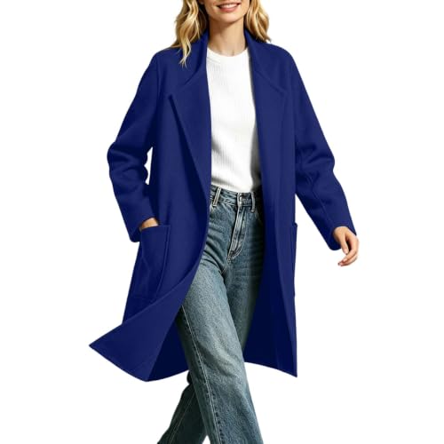 Image of Lazduis Trench Coat Women Long Peacoat Casual Fall Winter Wool Blend Jacket