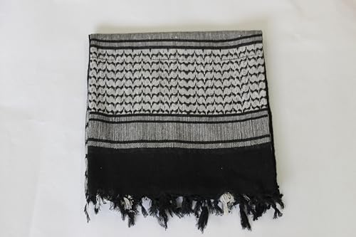 Image of Cotton Shemagh Keffiyeh Scarf - Lightweight Tactical Desert Head Neck Wrap, Sun Protection Outdoor Scarf for Summer Hiking