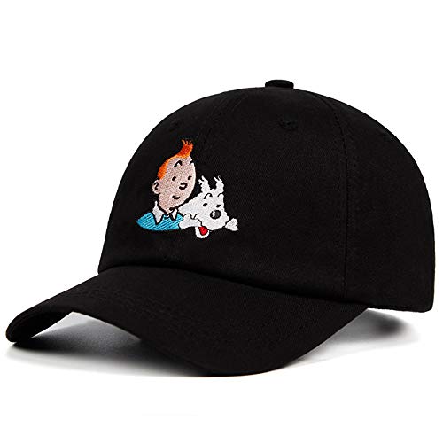 Ksydhwd Gorra de Beisbol Tintín Papá Sombrero Gorra De Béisbol Bordada con Correa Trasera Unisex Ajustable Aventures De Tintin Snapback Sombreros Cover