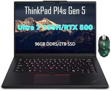 Lenovo ThinkPad P14s Gen 5 Laptop, Intel Ultra 7 155H(16 core), 14.5" 120Hz 3K Mobile Workstation Laptop, 96GB DDR5-5600MHz(2 x 48 GB), 2TB SSD, NVIDIA RTX 500(4GB GDDR6), Win11 Pro