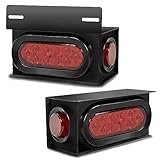 AveneMark 2PCS LED Trailer Light Kit, Steel Box Housing Kit, 6” Oval Red Tail Light and 2” Round Red Side Marker Light with Grommet Plugs Wire Connectors, Stop Brake Turn Trailer Lights